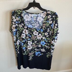 Susan Graver Black Floral Blouse